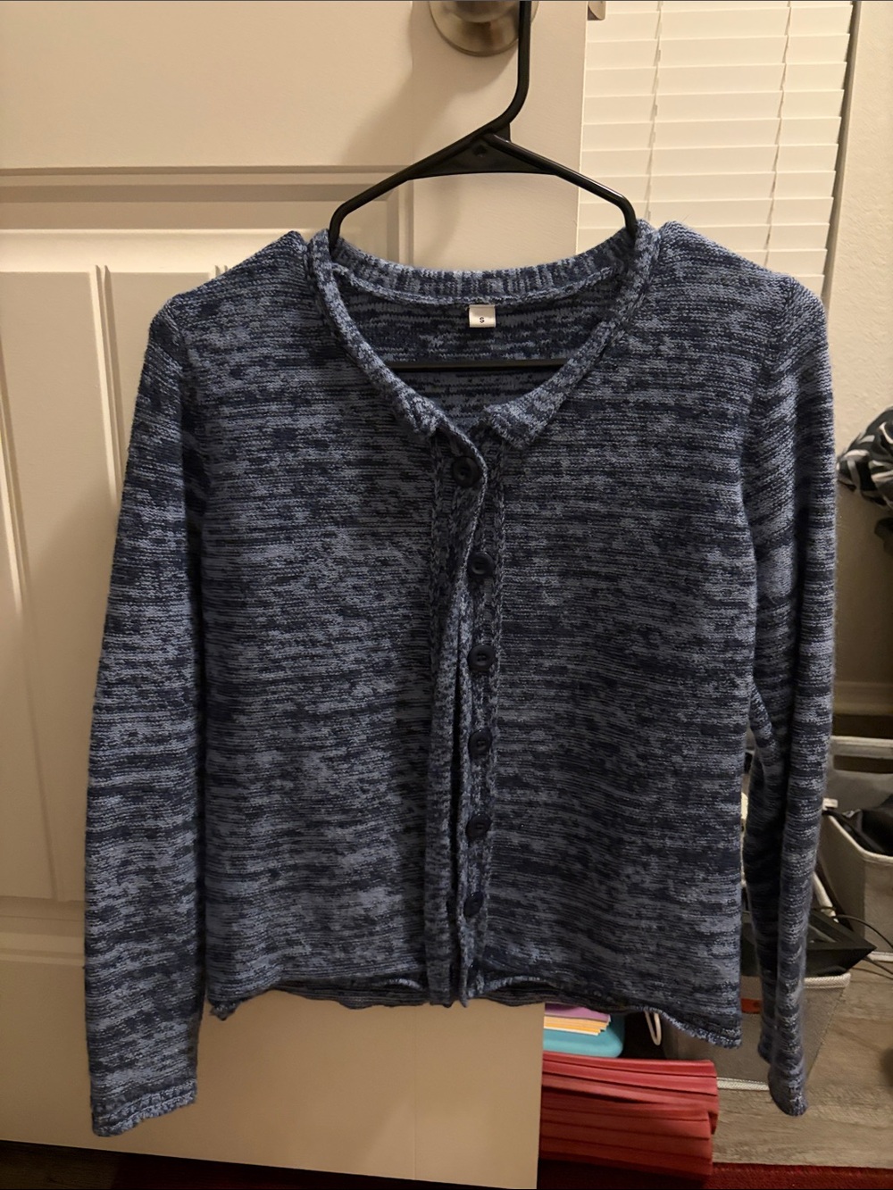 Classic Blue Marled Button-Front Women’s Sweater